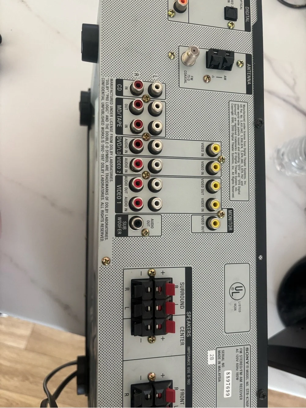 Sony rear panel